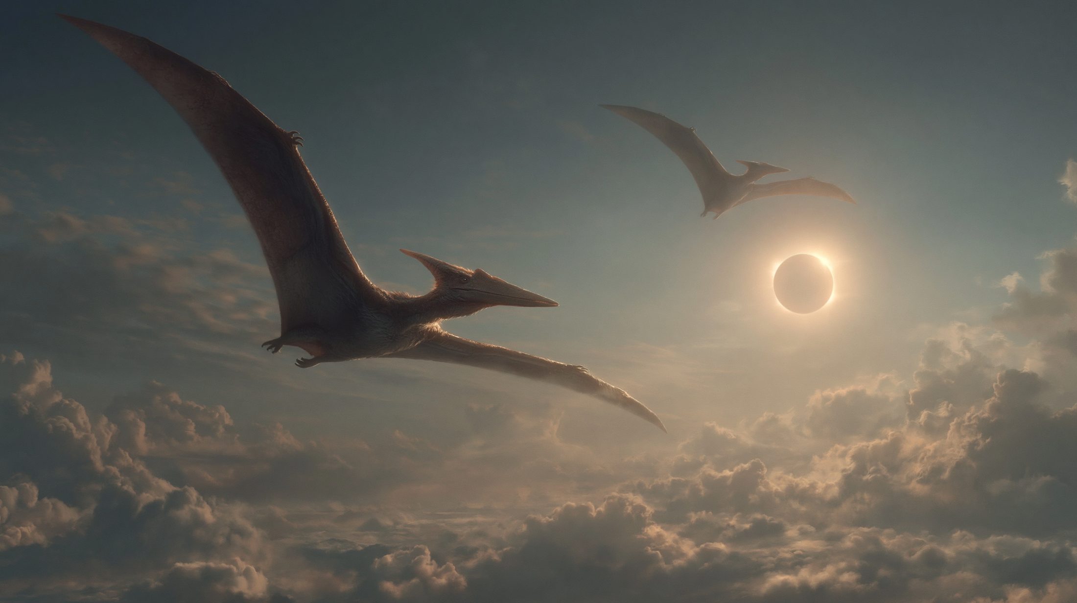 Pterosaurs soaring overhead