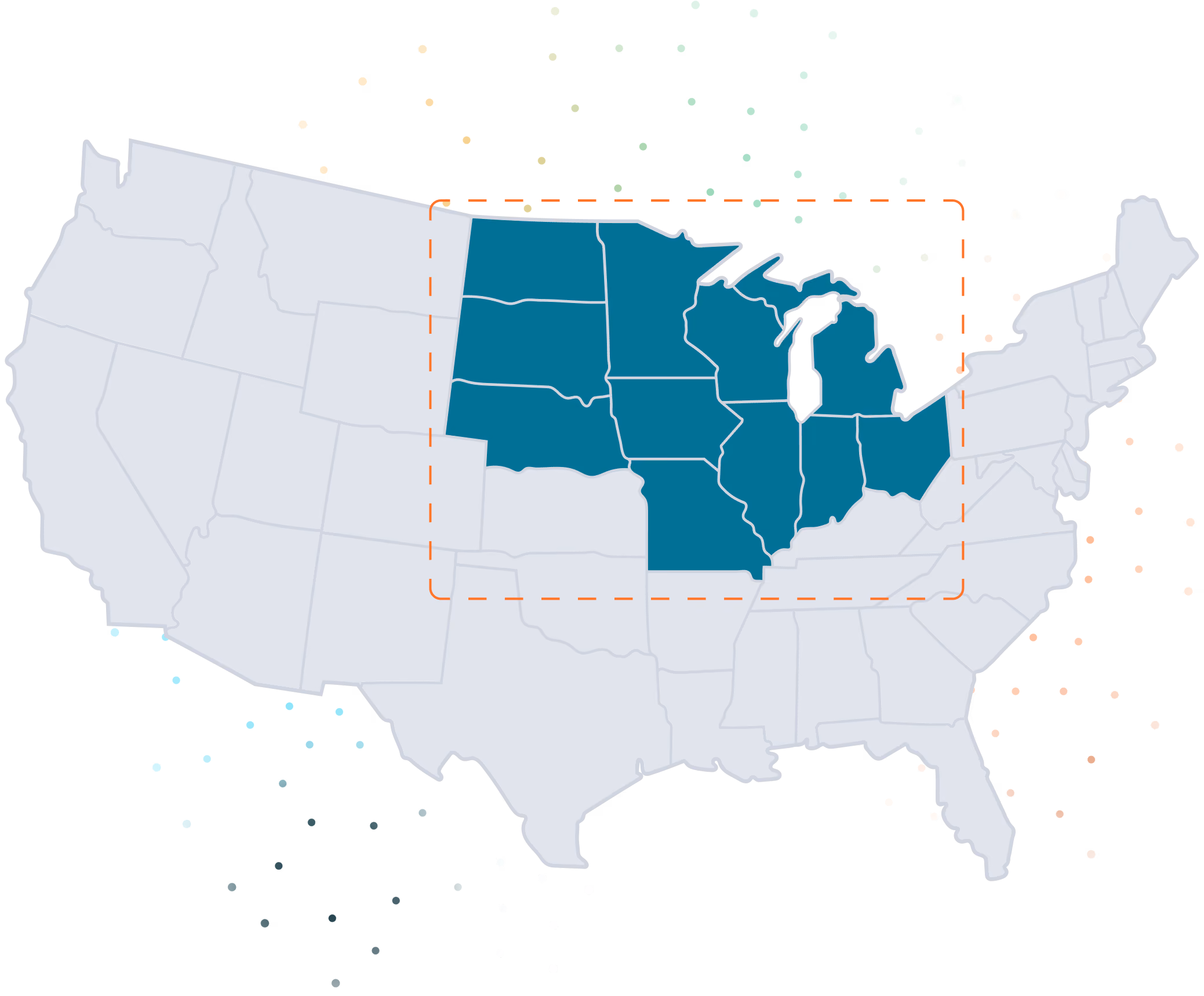 AcuityMD role permissions map showing manager, rep, and no-access territories