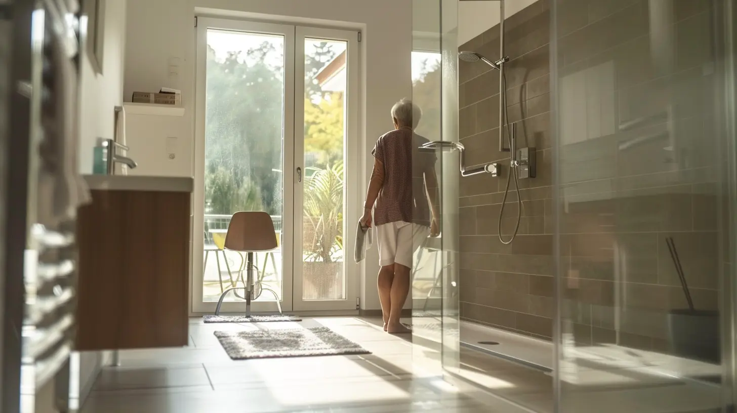 Barrierefreie Wohnung mit breiten Türen und ebenerdiger Dusche zur Verbesserung des Wohnumfelds.