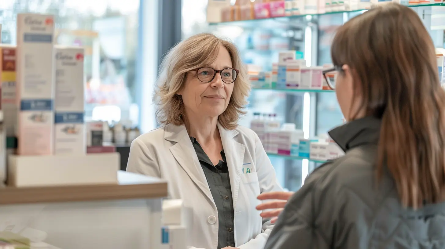 Beratungsgespräch zwischen Pflegeberaterin und Angehöriger zur Beantragung von Pflegehilfsmitteln.