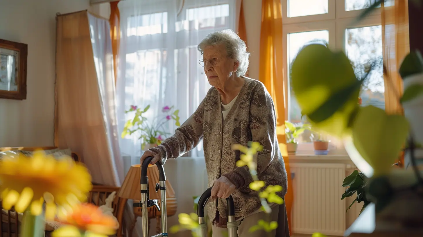 Angehörige unterstützt ältere Person mit Demenz bei alltäglichen Aufgaben im häuslichen Umfeld.