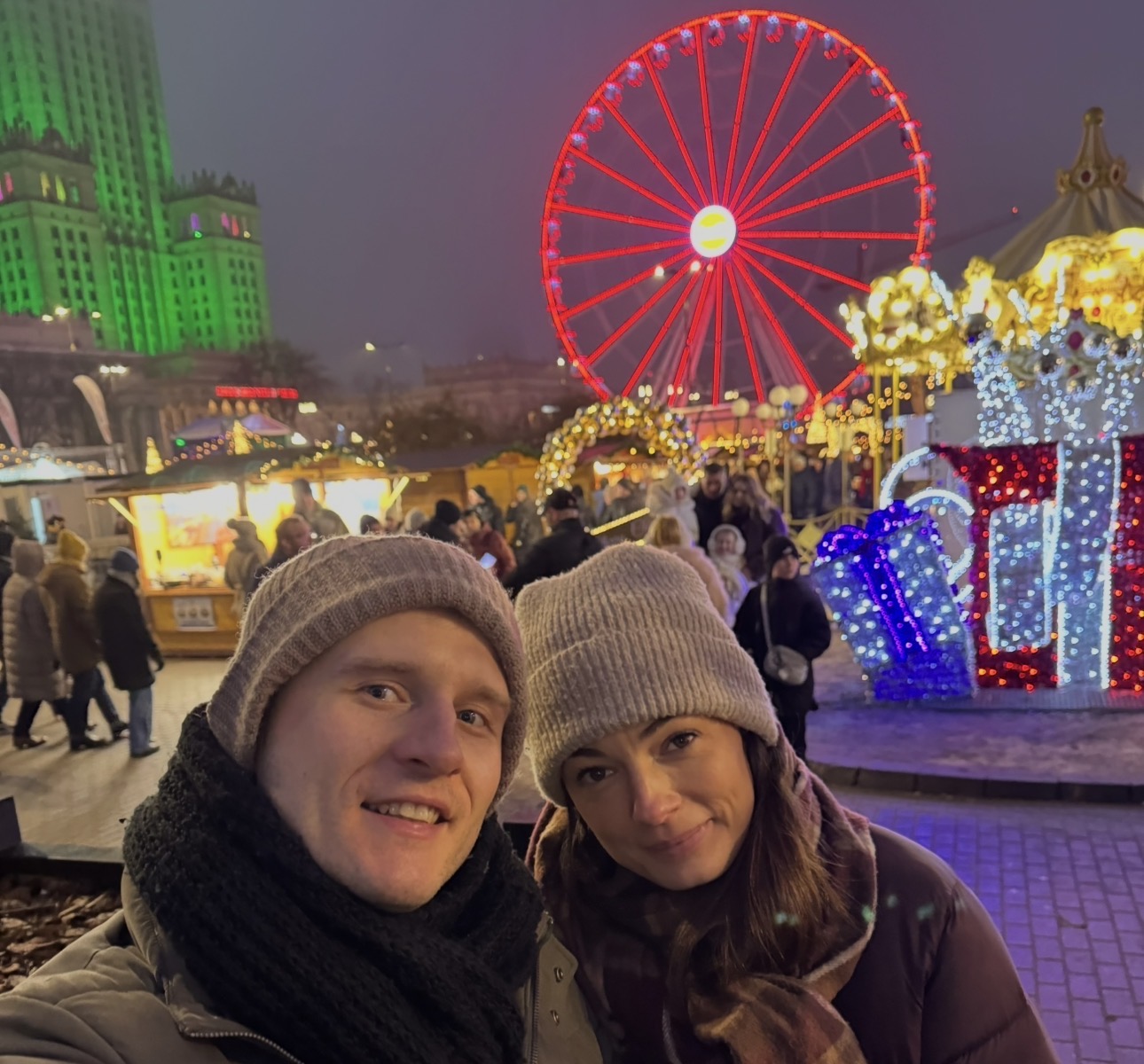 Warsaw Christmas market with tour guest