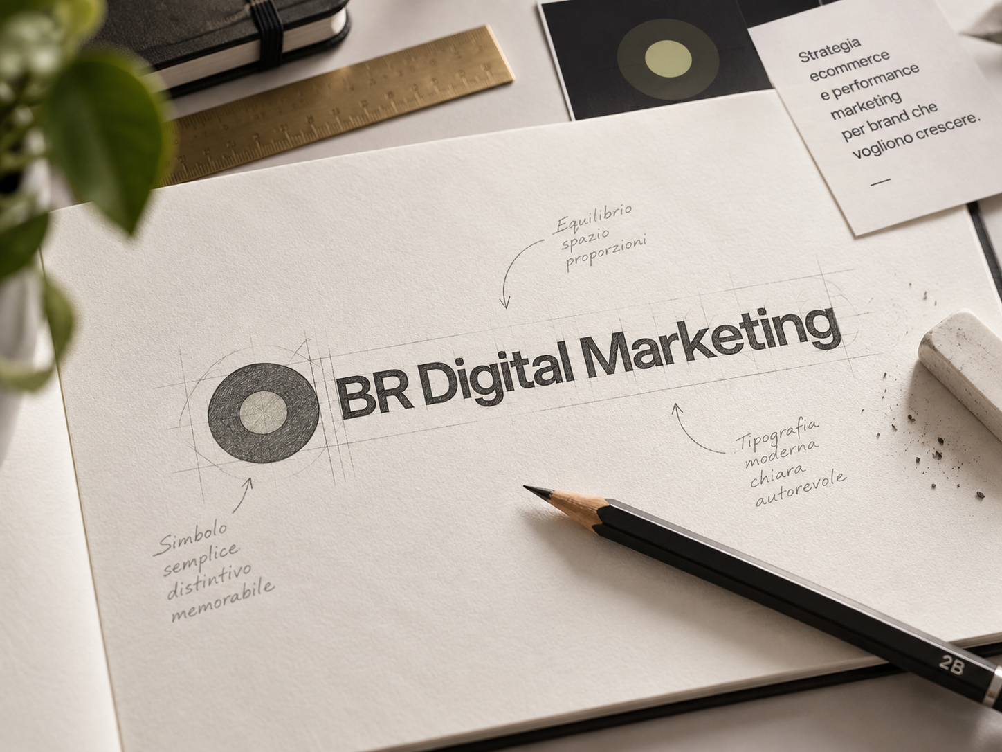 Schizzo a matita del logo BR Digital Marketing