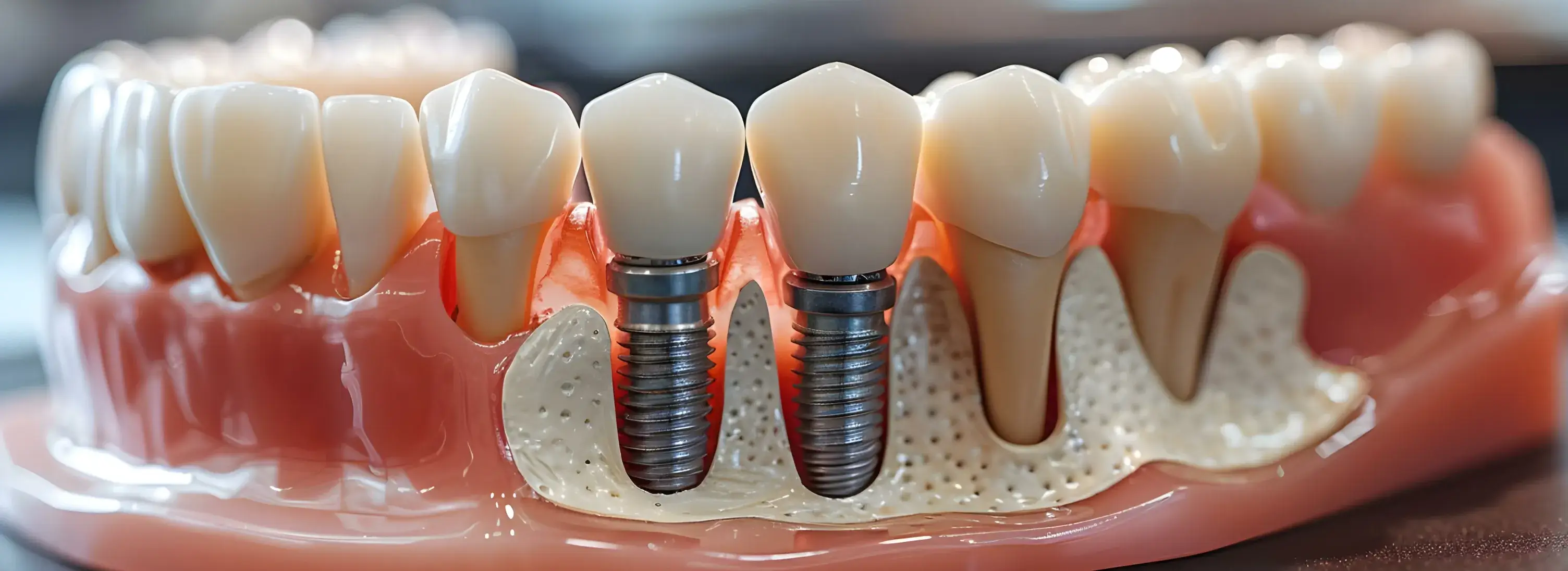 A close up of a dental model of a tooth.
