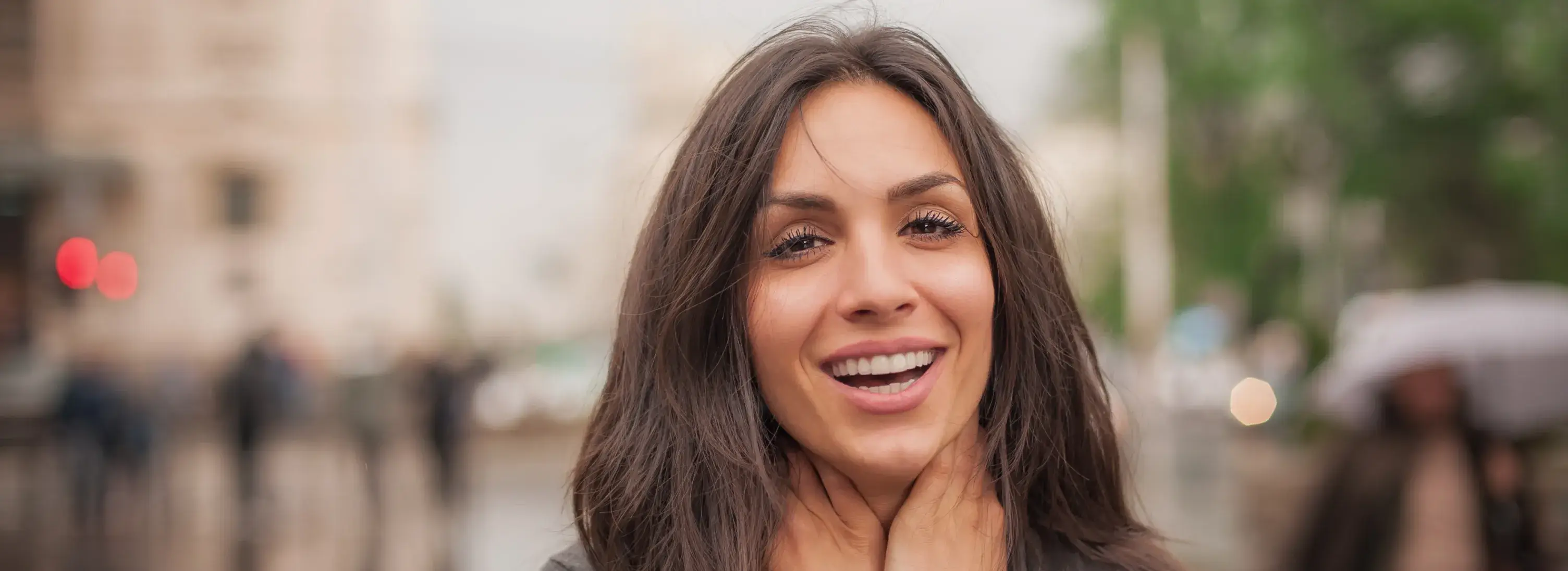 A woman with a smile on her face.