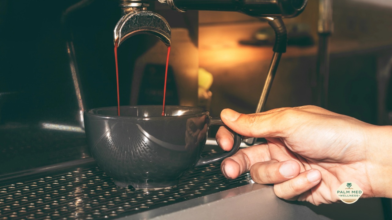 A person pours steaming coffee from a pot into a white cup, creating a warm and inviting scene.