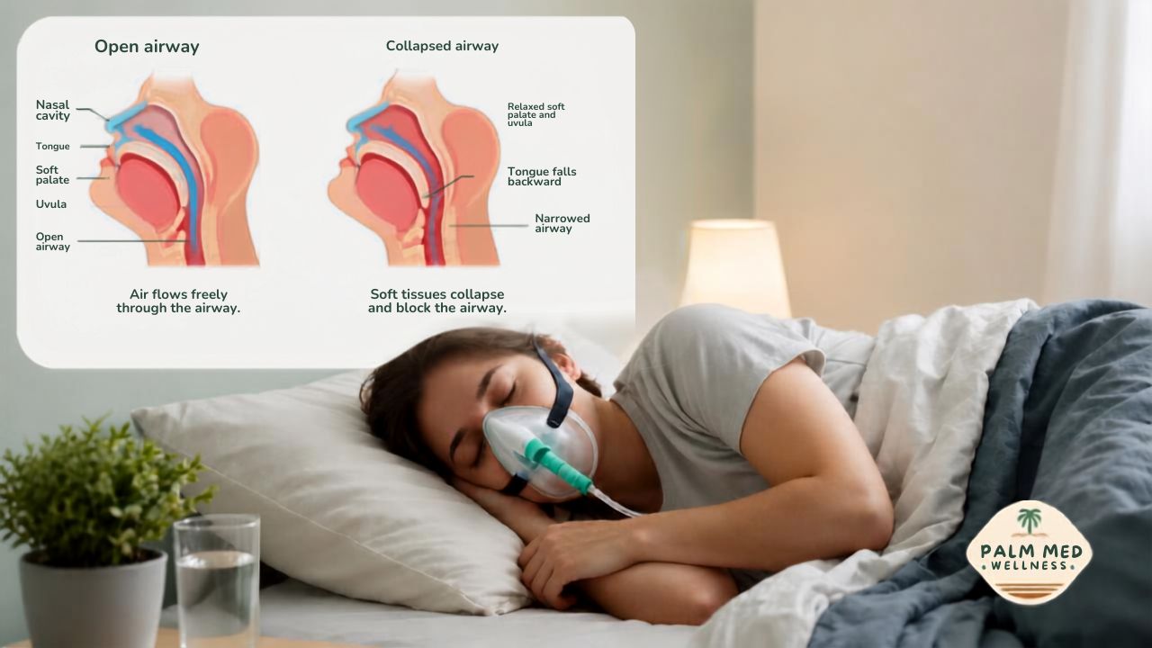 Woman sleeping with a CPAP machine for obstructive sleep apnea