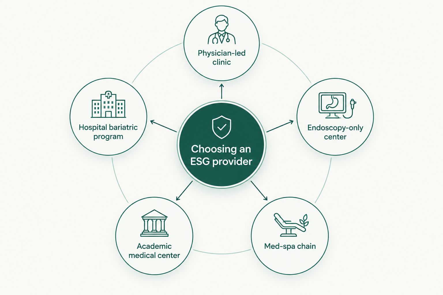Diagram showing five types of ESG providers orbiting a central choice point