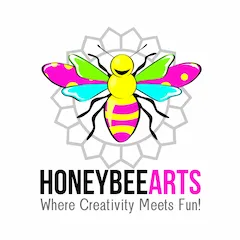 a colorful honeybee logo