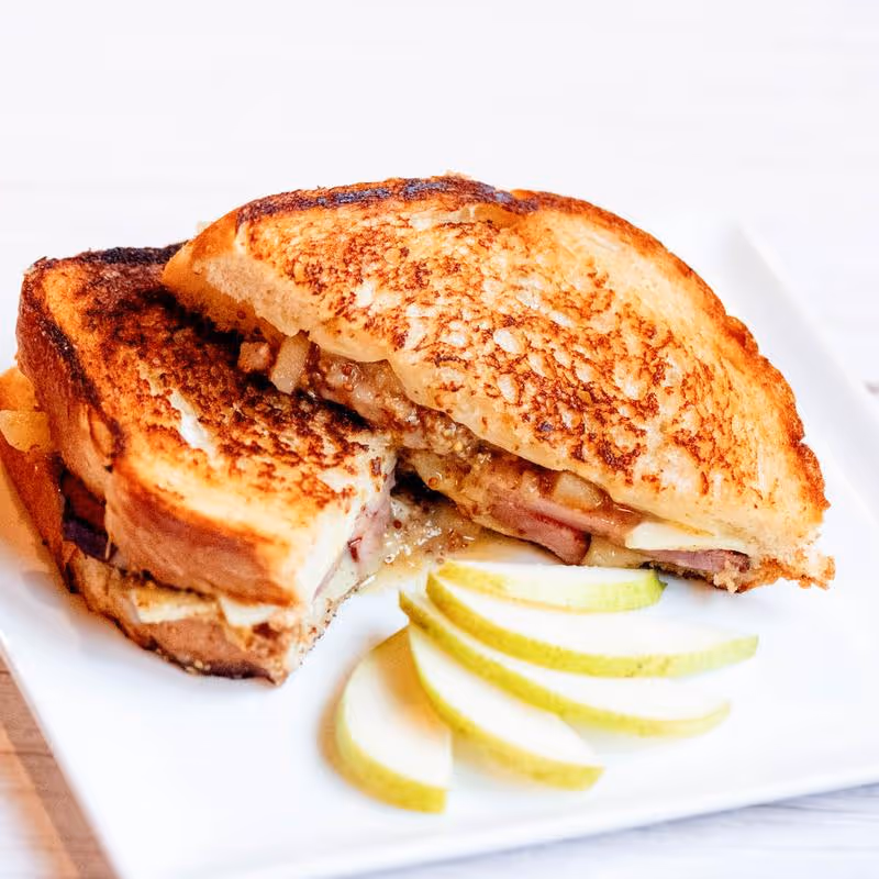 A sandwich cut in half