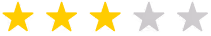 Rating illustration showing three out of five stars filled in yellow, two stars in gray.