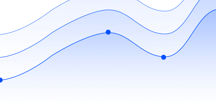 Abstract blue wave pattern with gradient shading on a white background.