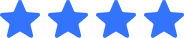 Four blue stars in a horizontal row representing a four-star rating.