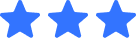 Three blue star-shaped icons in a row.