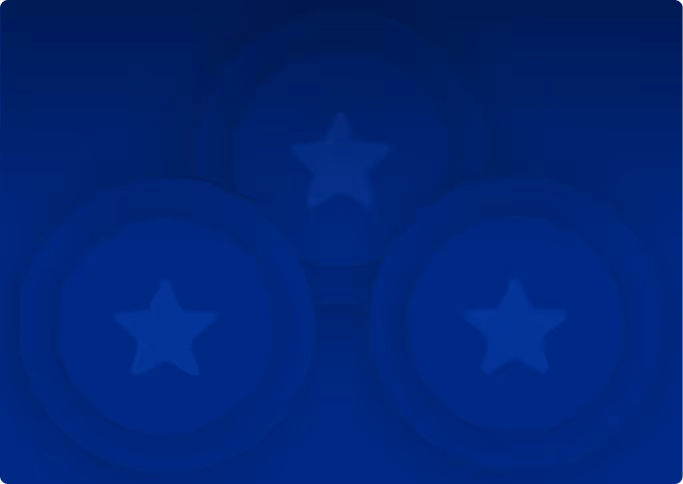 Three blue coins each featuring a white star in the center on a darker blue background.