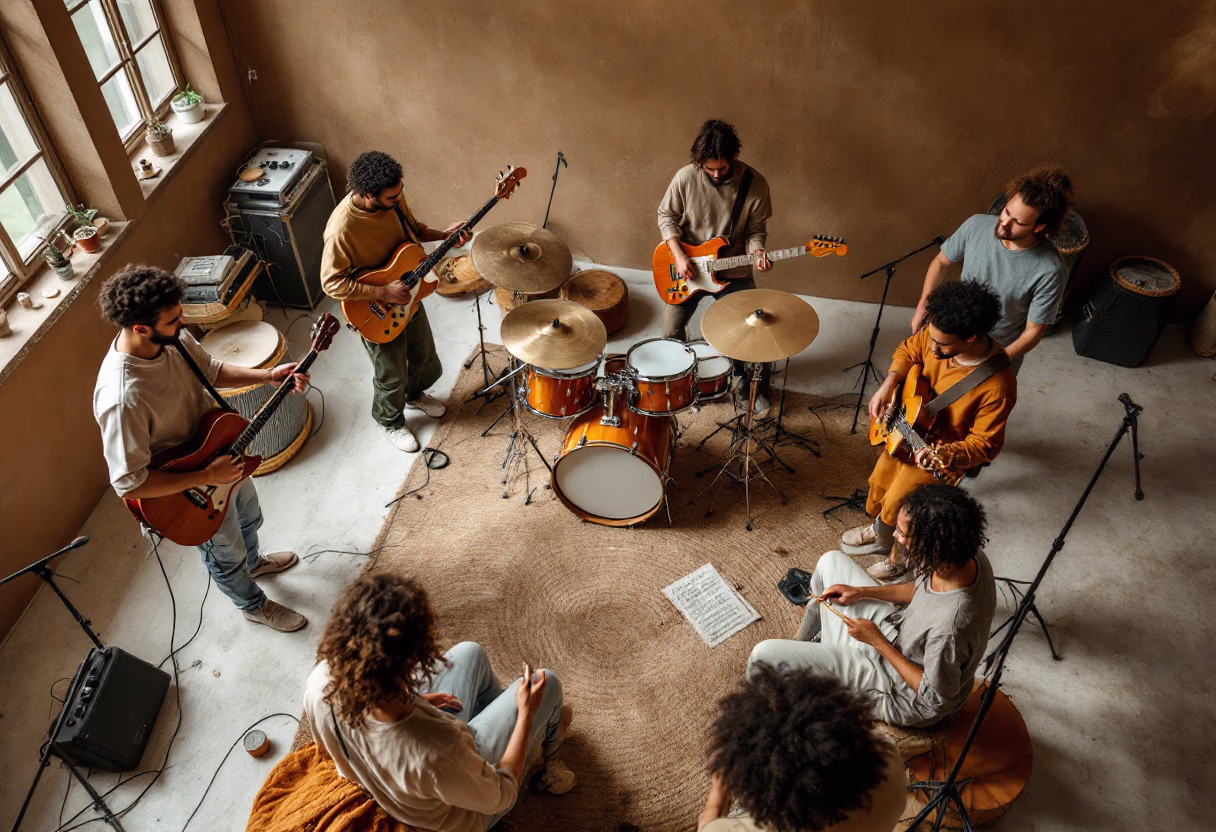 image of band rehearsing
