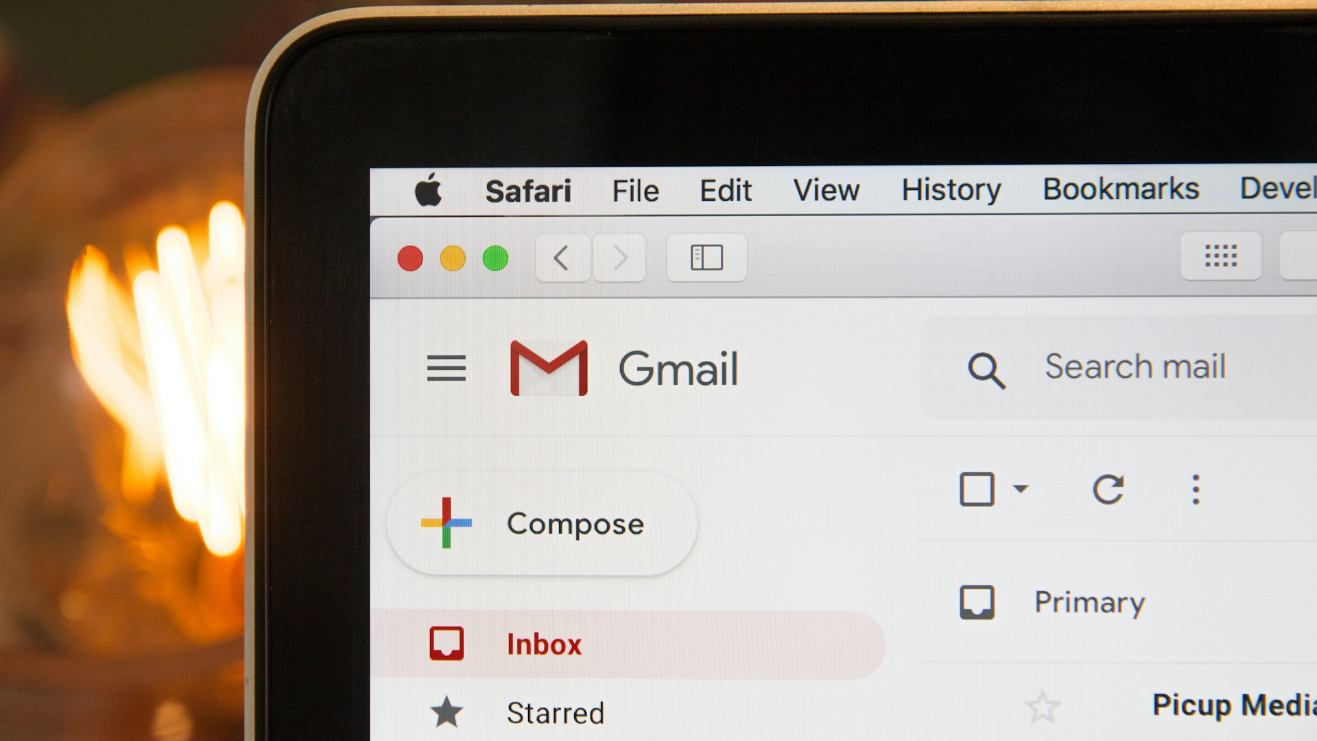 Laptop screen showing an email inbox