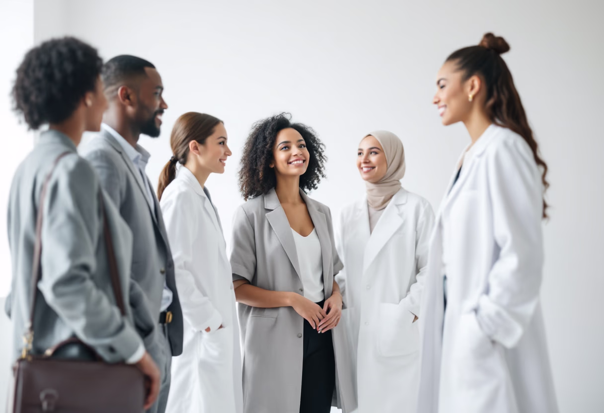 image of job applicants in a discussion at a medical clinic