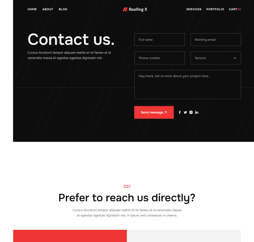Contact Hero - Roofing X Webflow Template