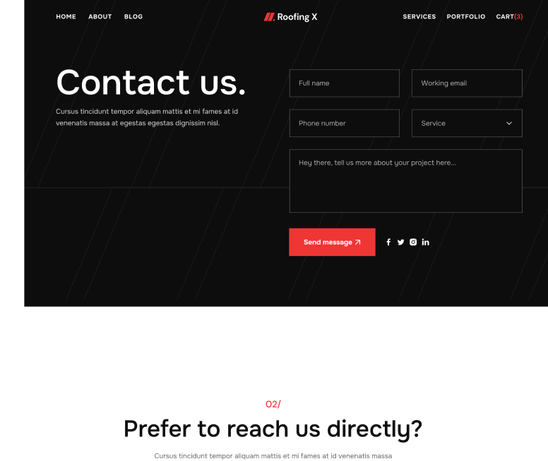 Contact Main  Roofing X Webflow Template