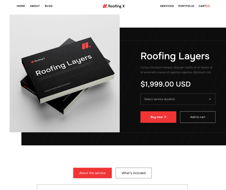 Single Product Main - Roofing X Webflow Template