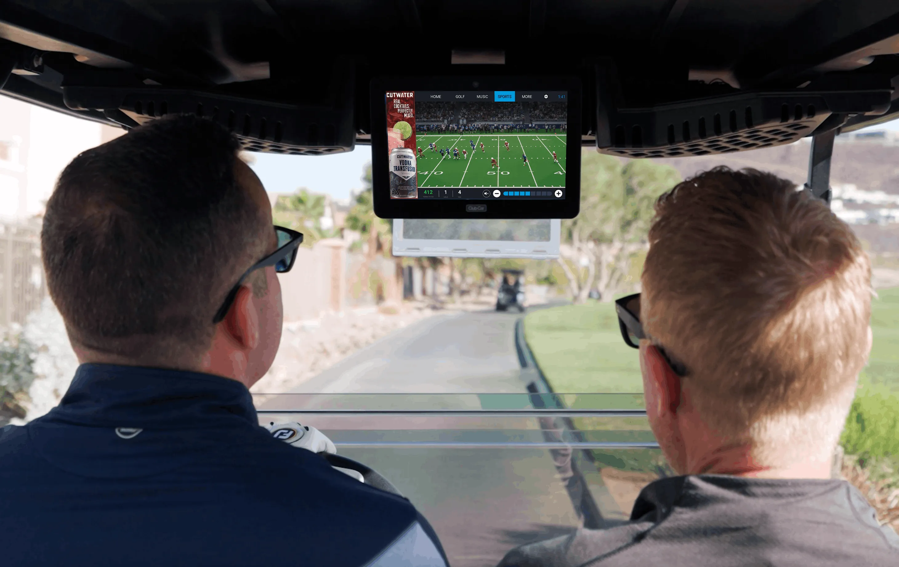 Watching Live Sports in Golf Cart