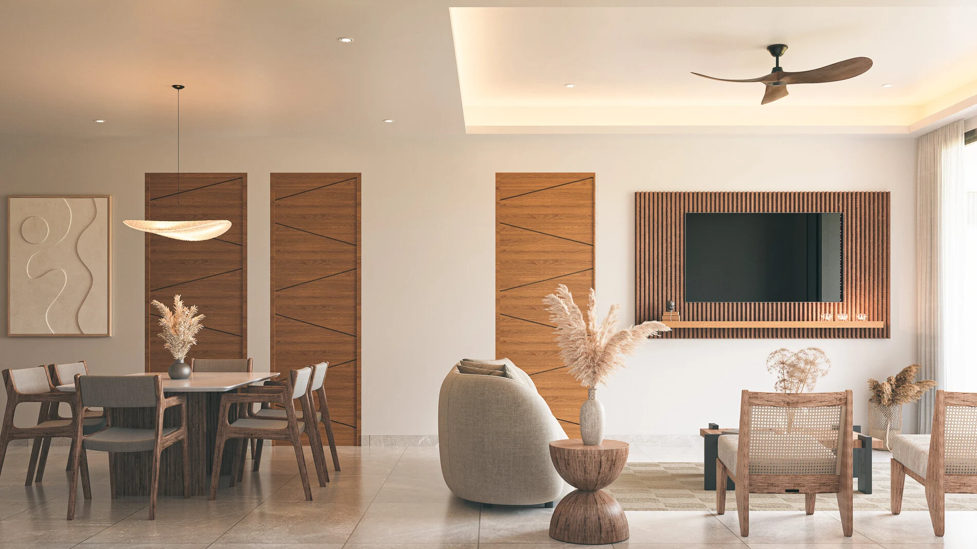 Spacious luxury living room in a Terra 242 condo, designed for coastal comfort and natural lighting.