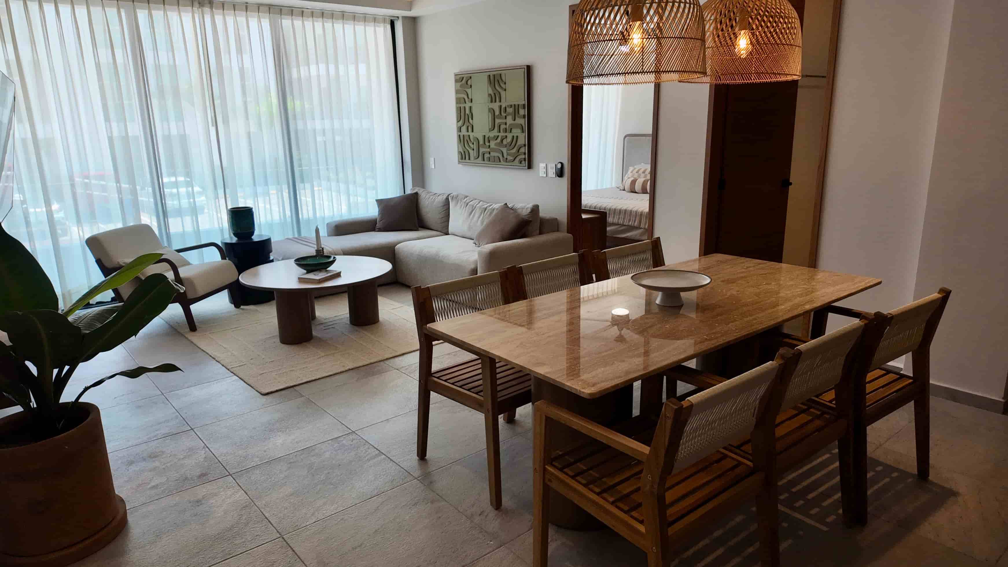 Spacious open floor plan showing the living room and dining area, ideal for real estate investors checking vacation property potential in TERRA 242.