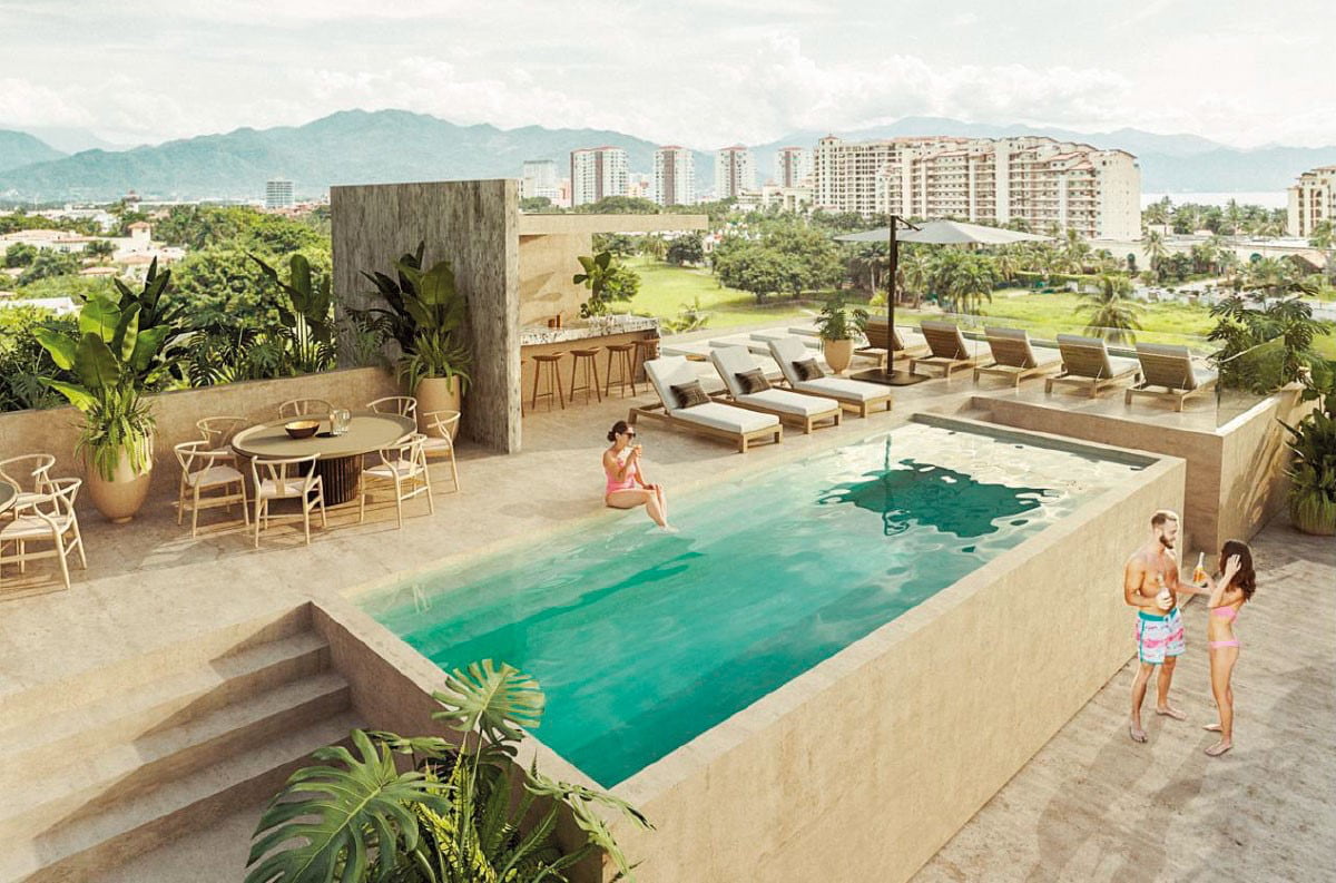 Render of the stunning rooftop infinity pool at Batros Marina Residences, ideal for high-end real estate buyers looking for premium amenities.