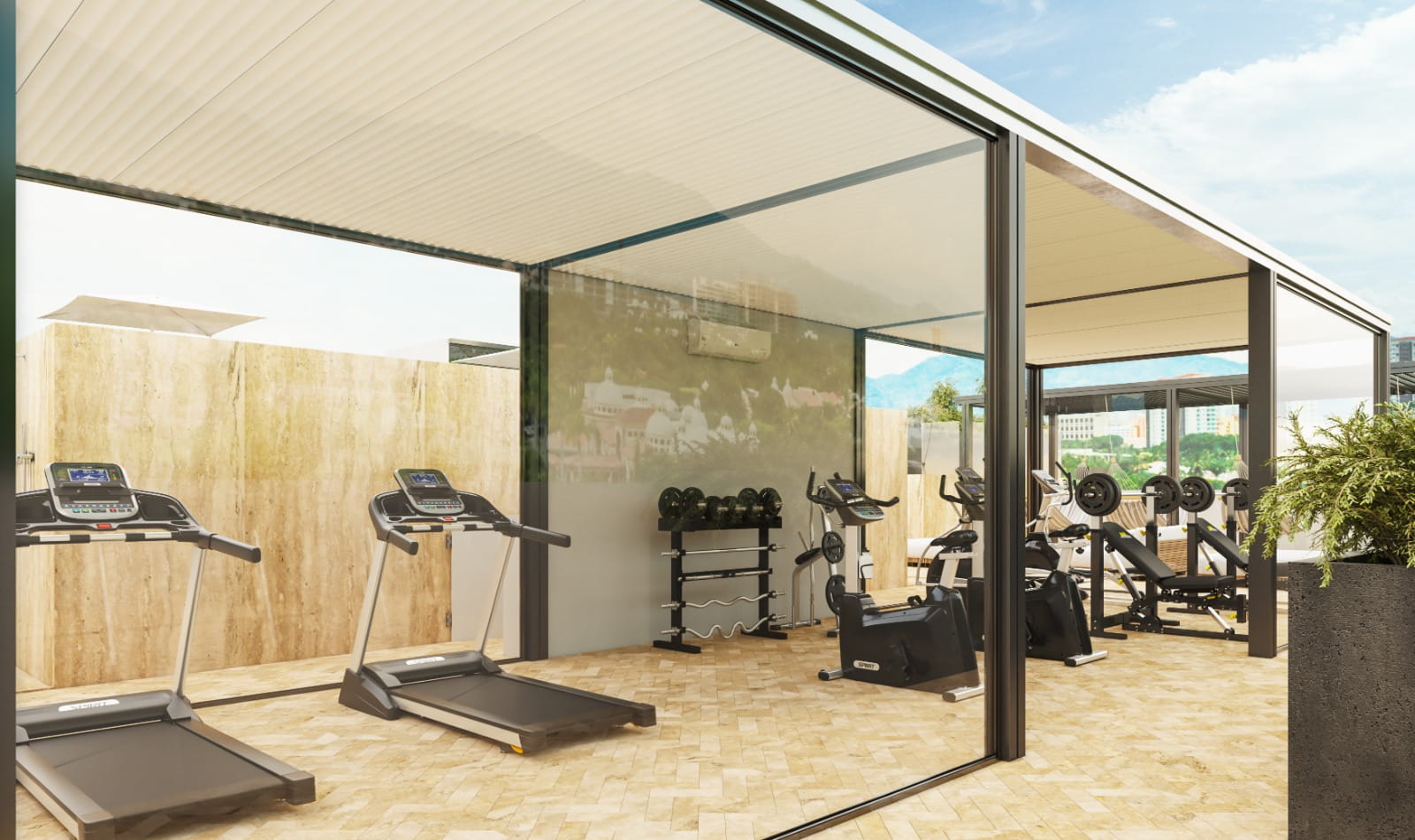 Concept visualization of the outdoor rooftop fitness gym at Batros Marina Residences, perfect for an active, upscale lifestyle.