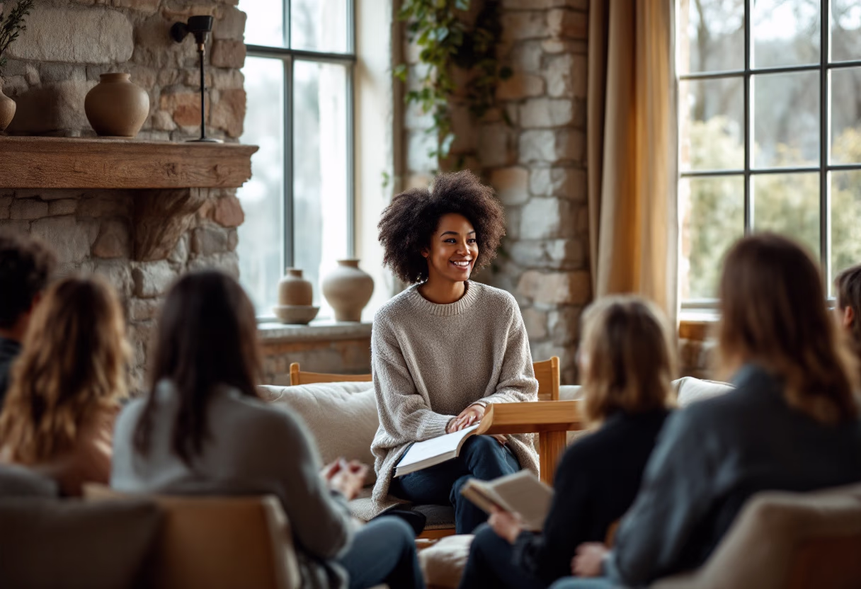 image of author speaking at an event
