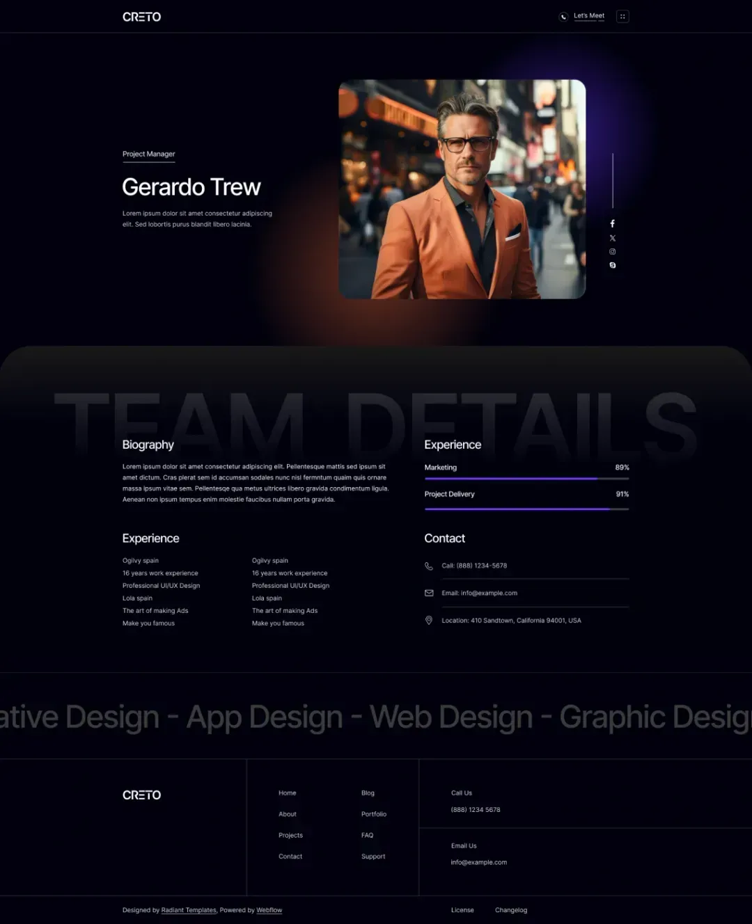 Team Details Page
