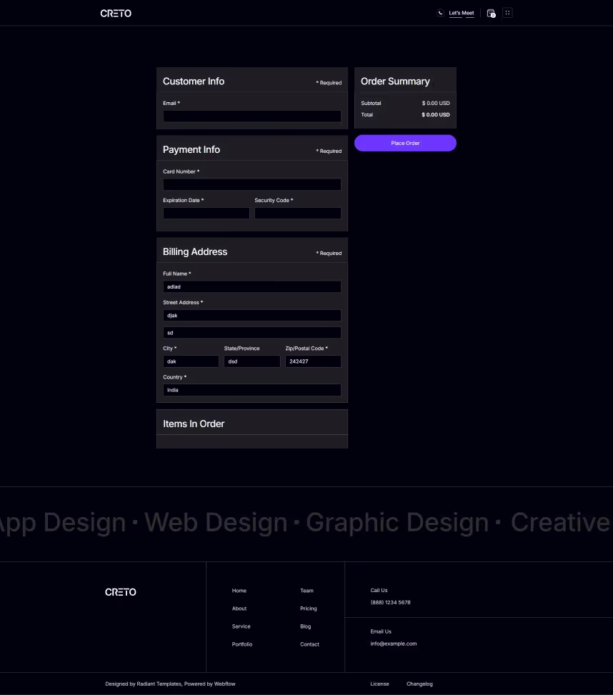Checkout Page