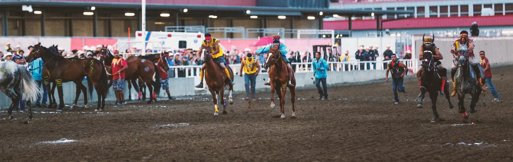 The first running of Indian Relay at the Calgary Stampede, July 2017.