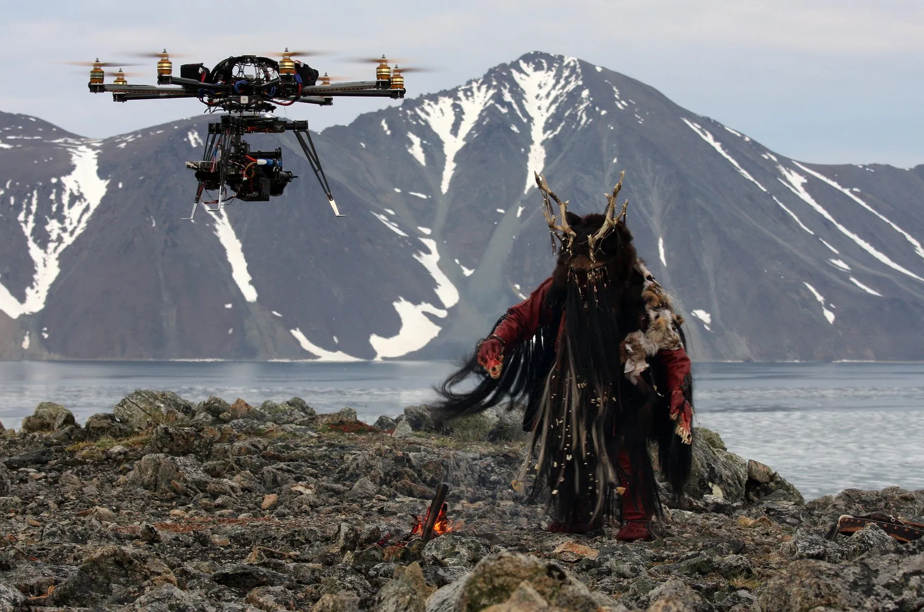 Filming dramatic recreations in Arctic Russia.