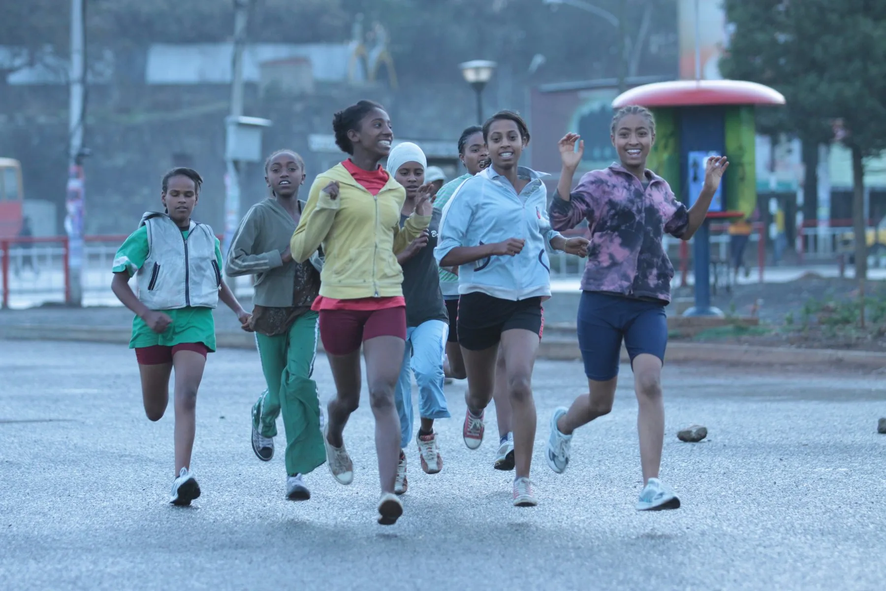 Ethiopia, morning runners.