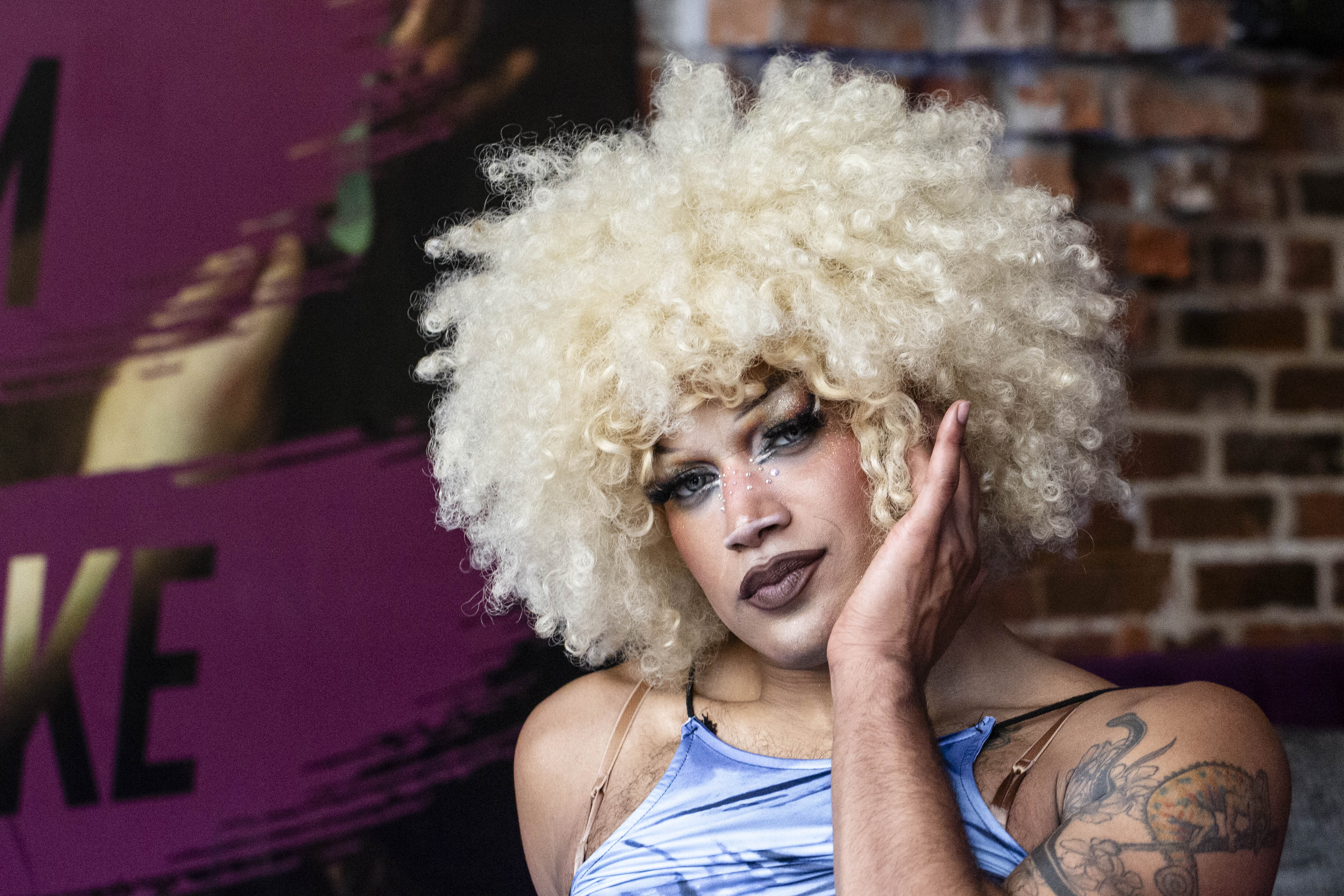 Jaylen Bastos (Batty B Banks) in drag close up