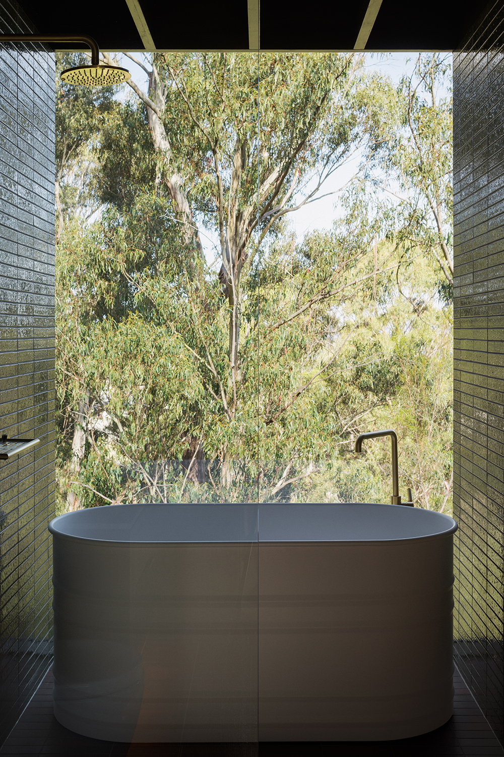 bath with a bush view