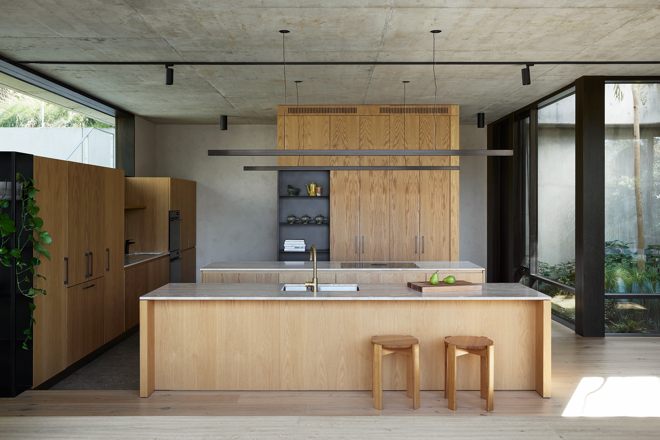 concrete ceiling in kitchen