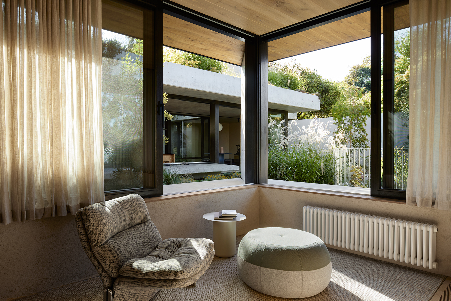 calm living room looking into landscape