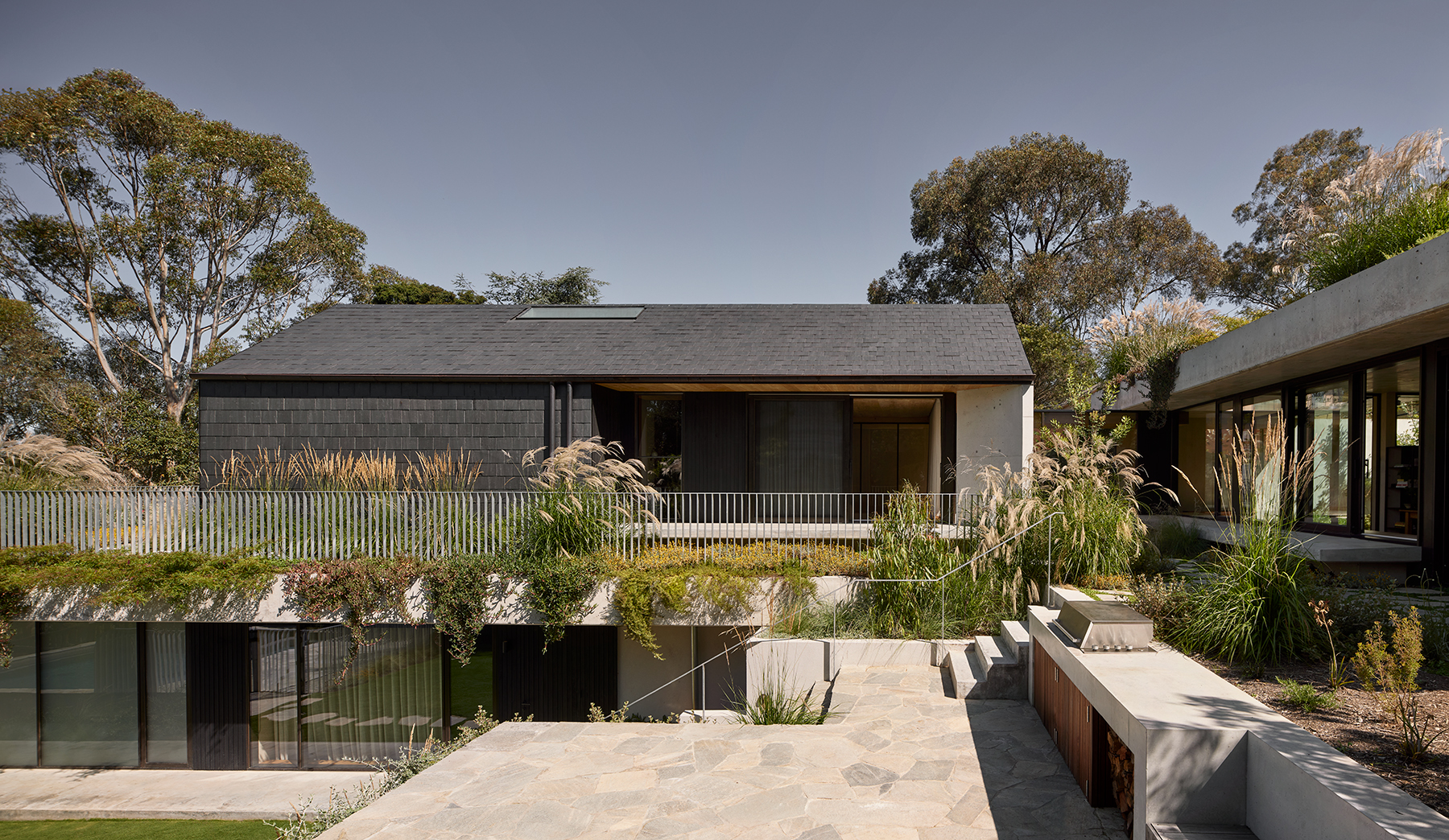 brutalist house with amazing landscape