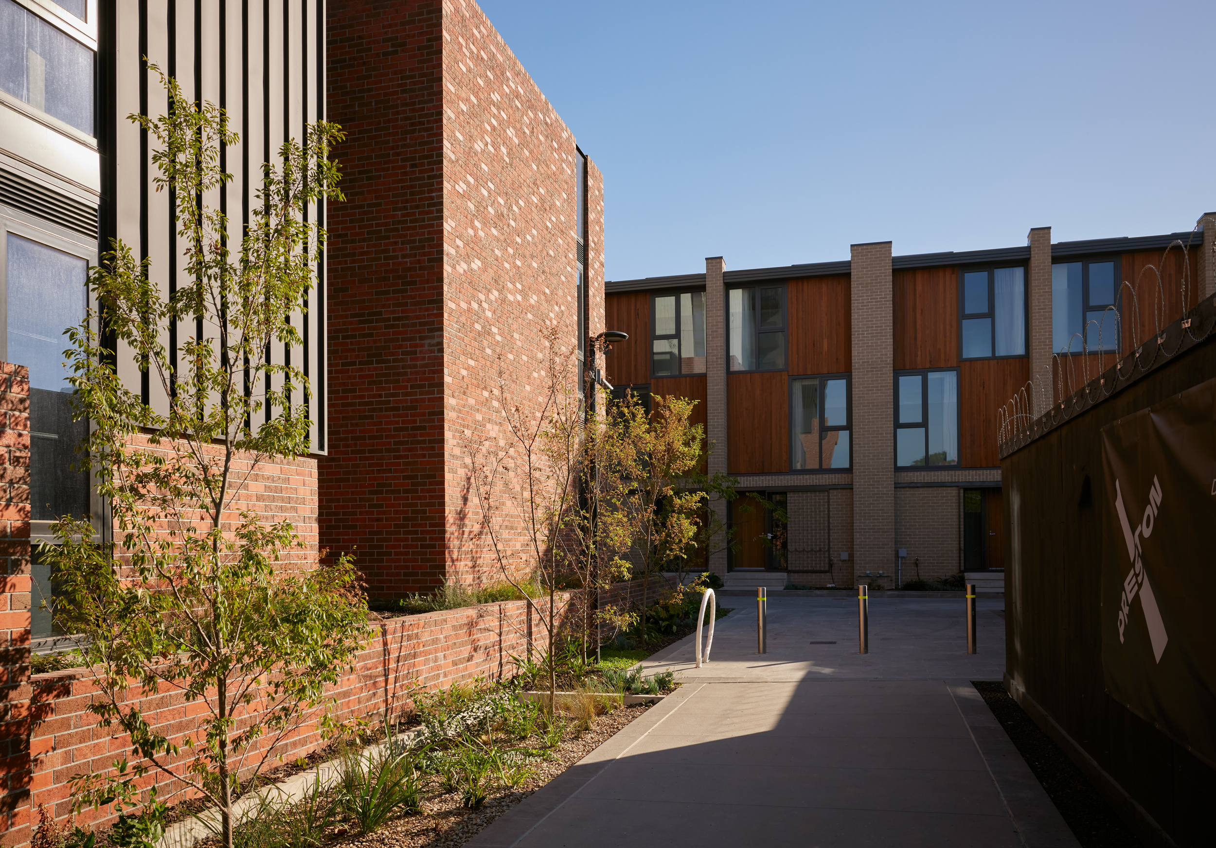 external brick facade of architectural townhouse