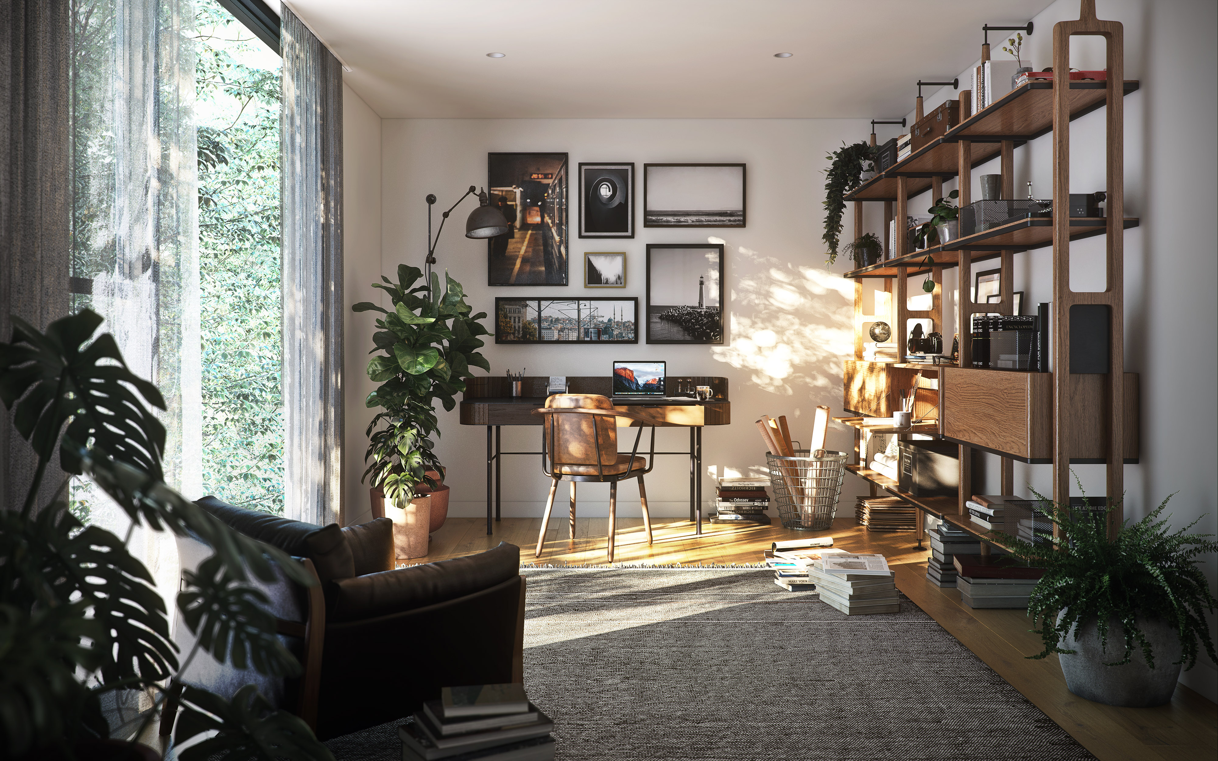 open shelving living room