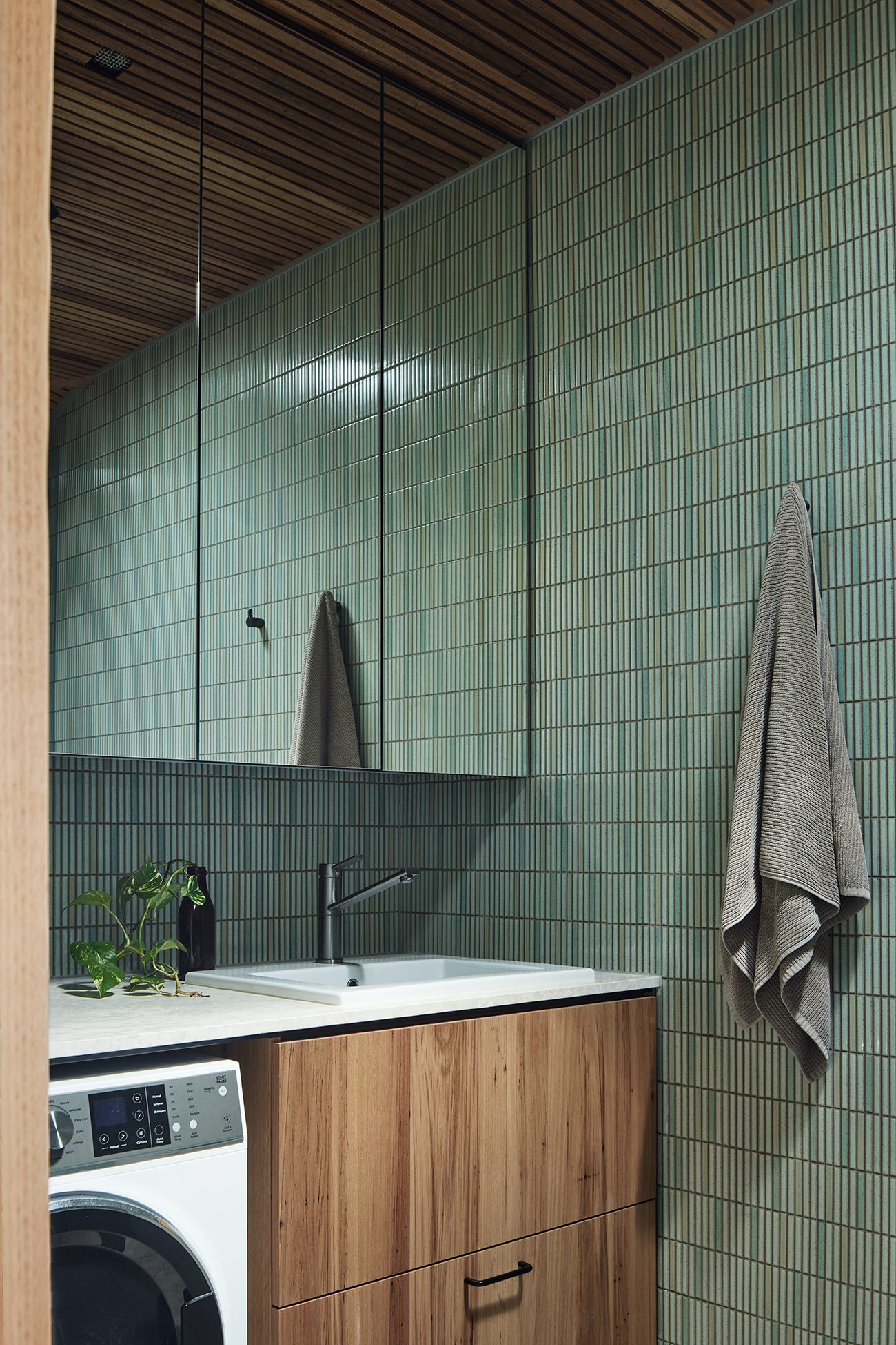 tiled laundry with pitched roof