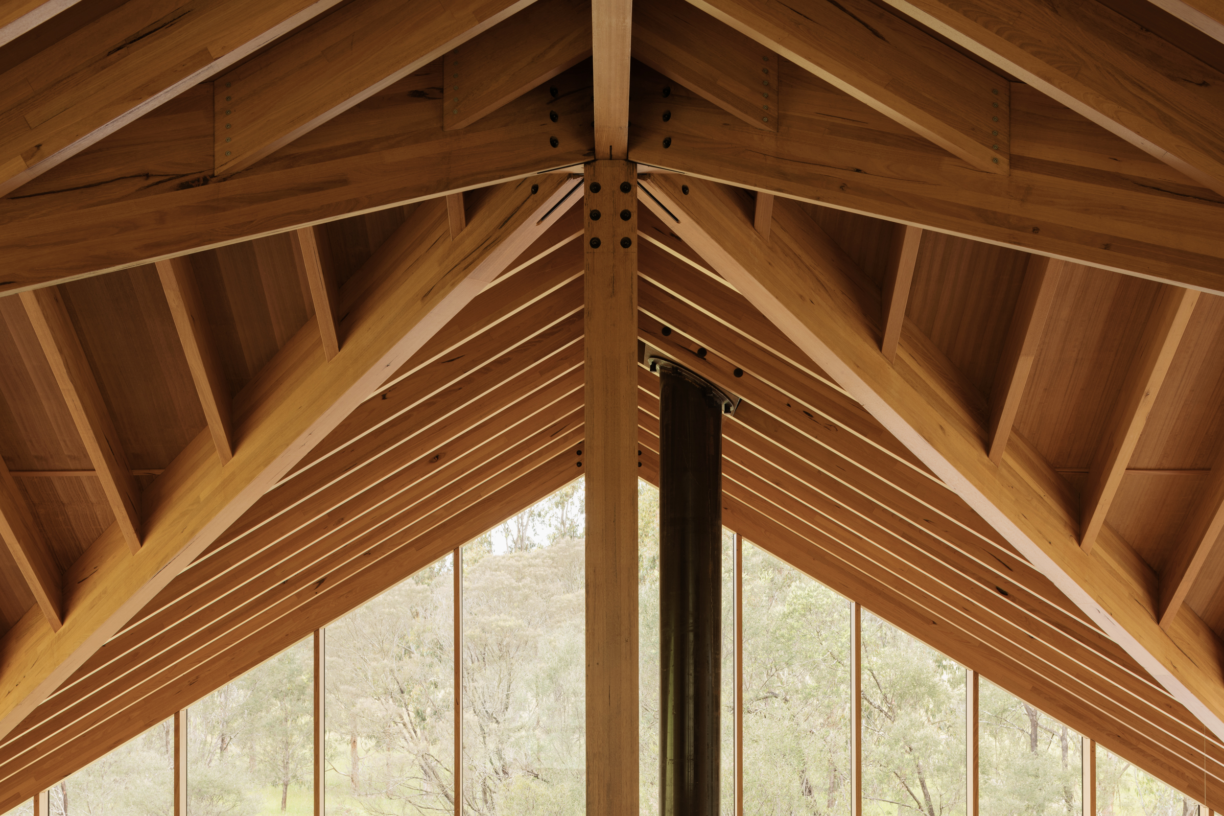 exposed timber rafter pitch ceiling