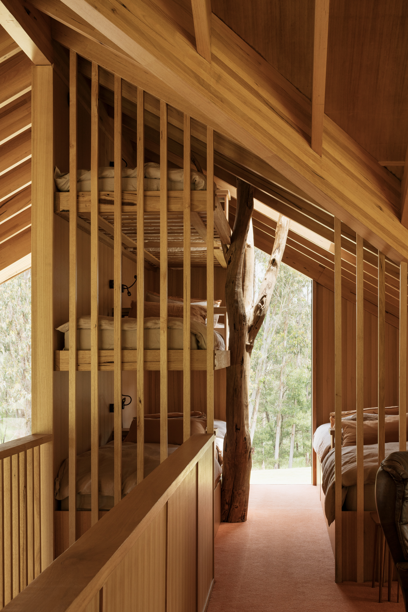 timber battens screen bunk beds
