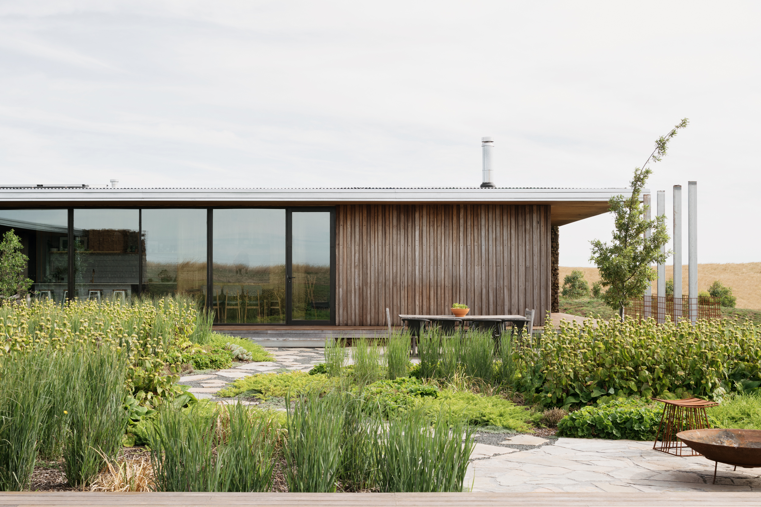 calm green garden in farm house