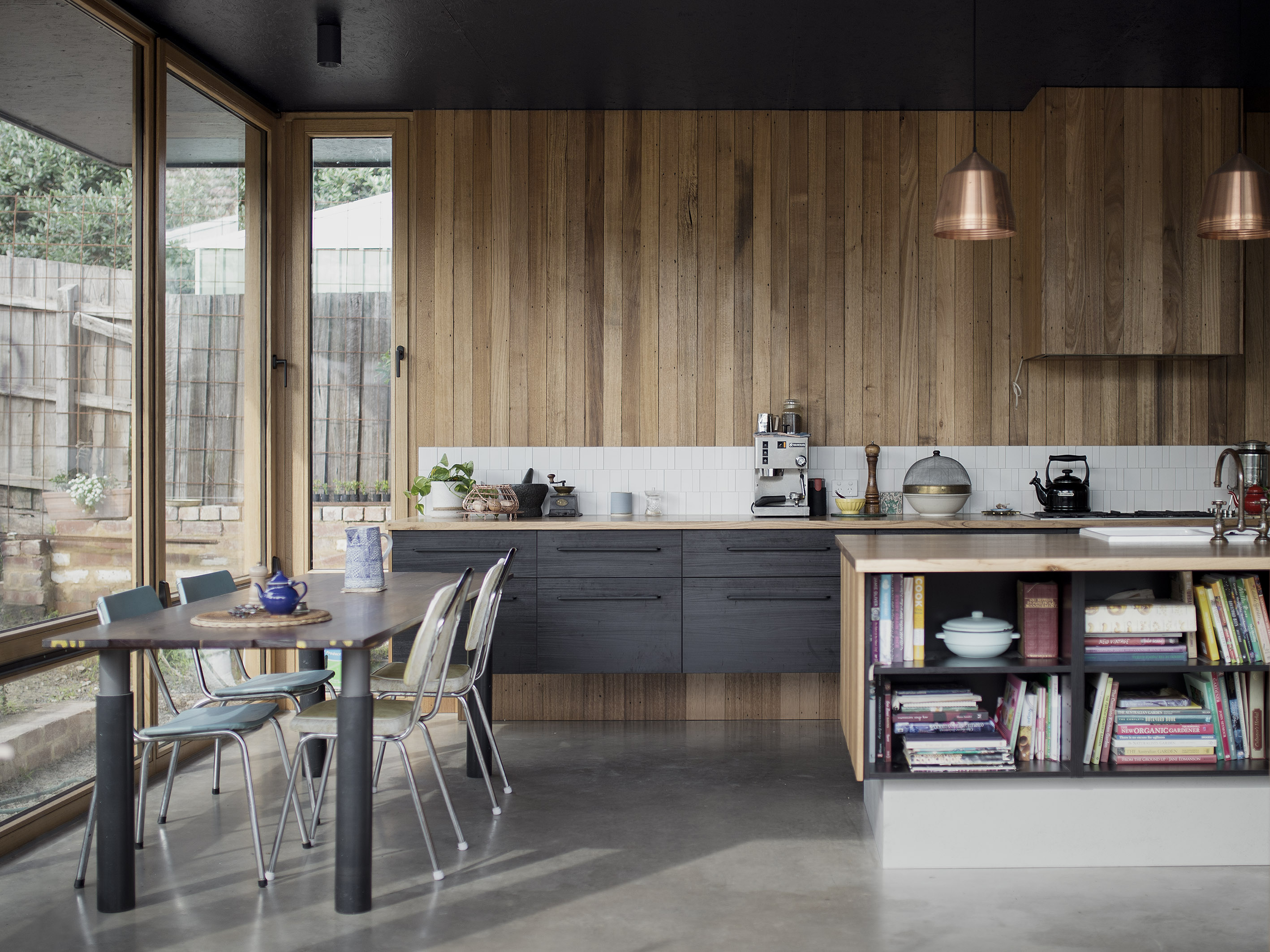 timber walls and full height glazing