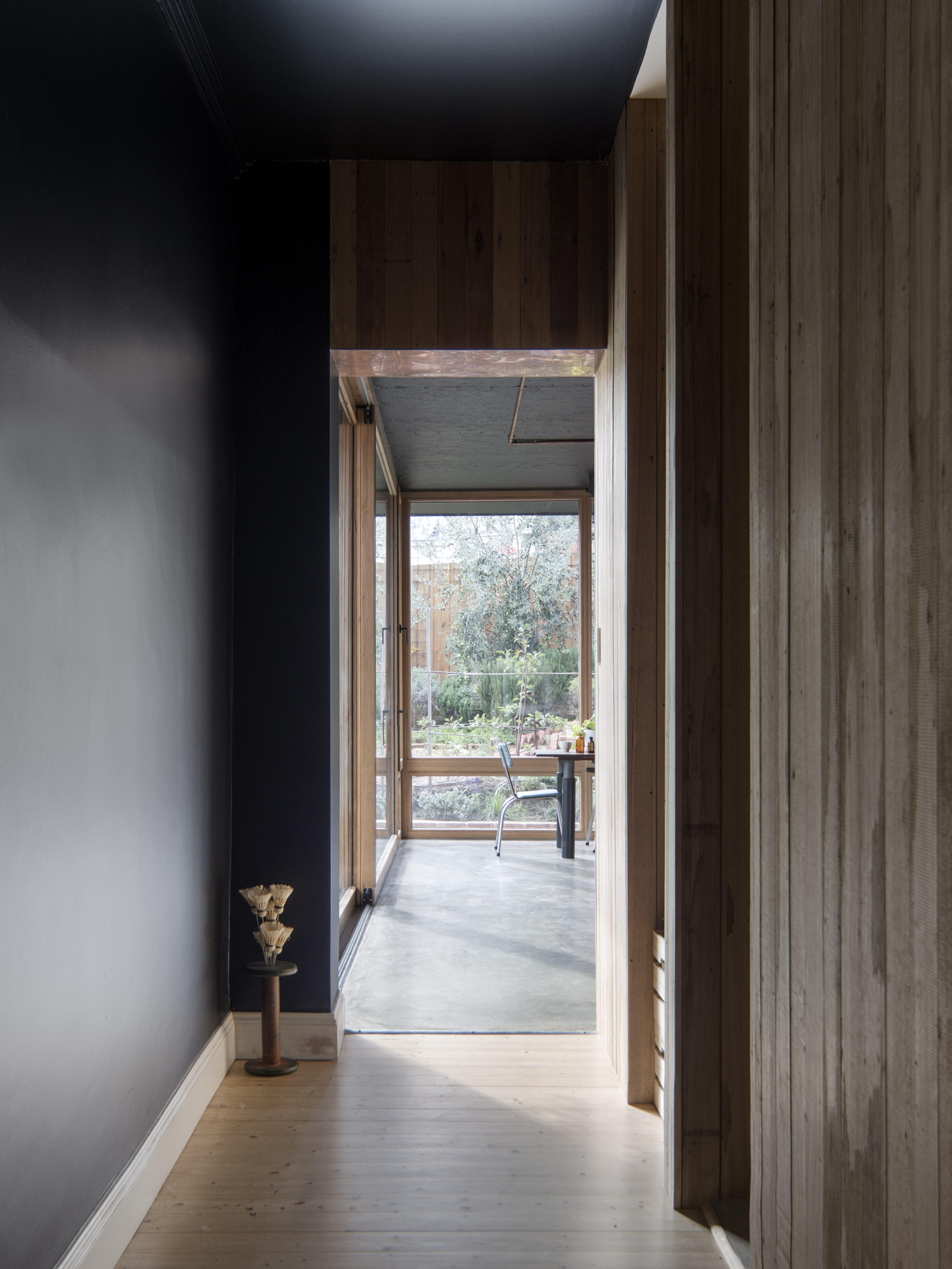 view to courtyard through full height window