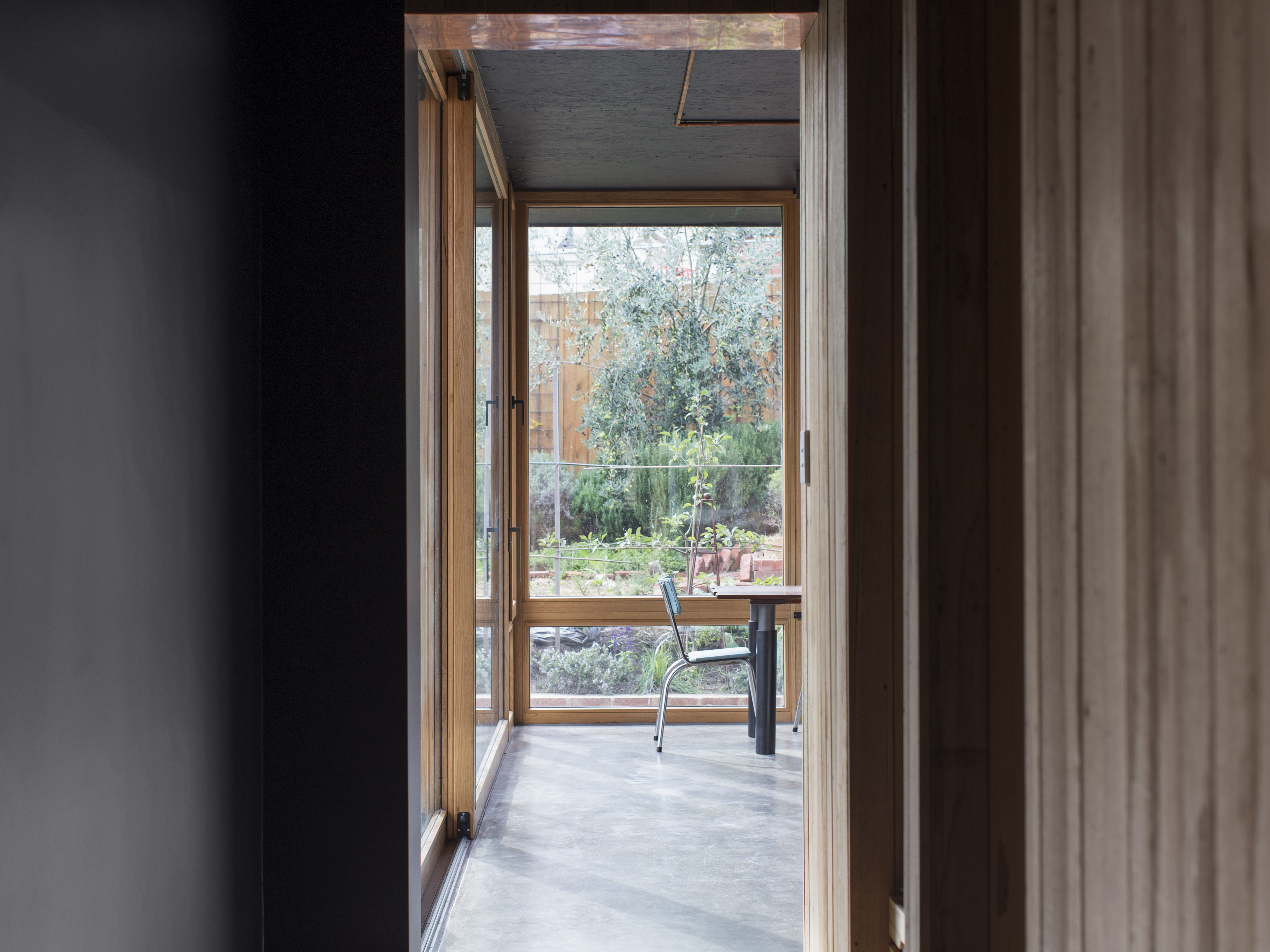view to courtyard through full height window